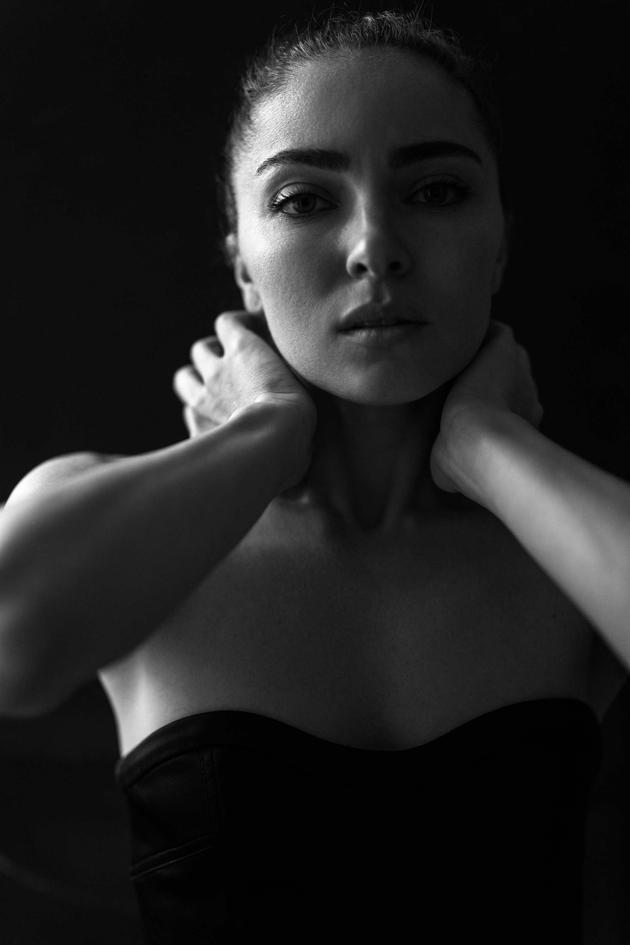 Beautiful woman. Black and white photo